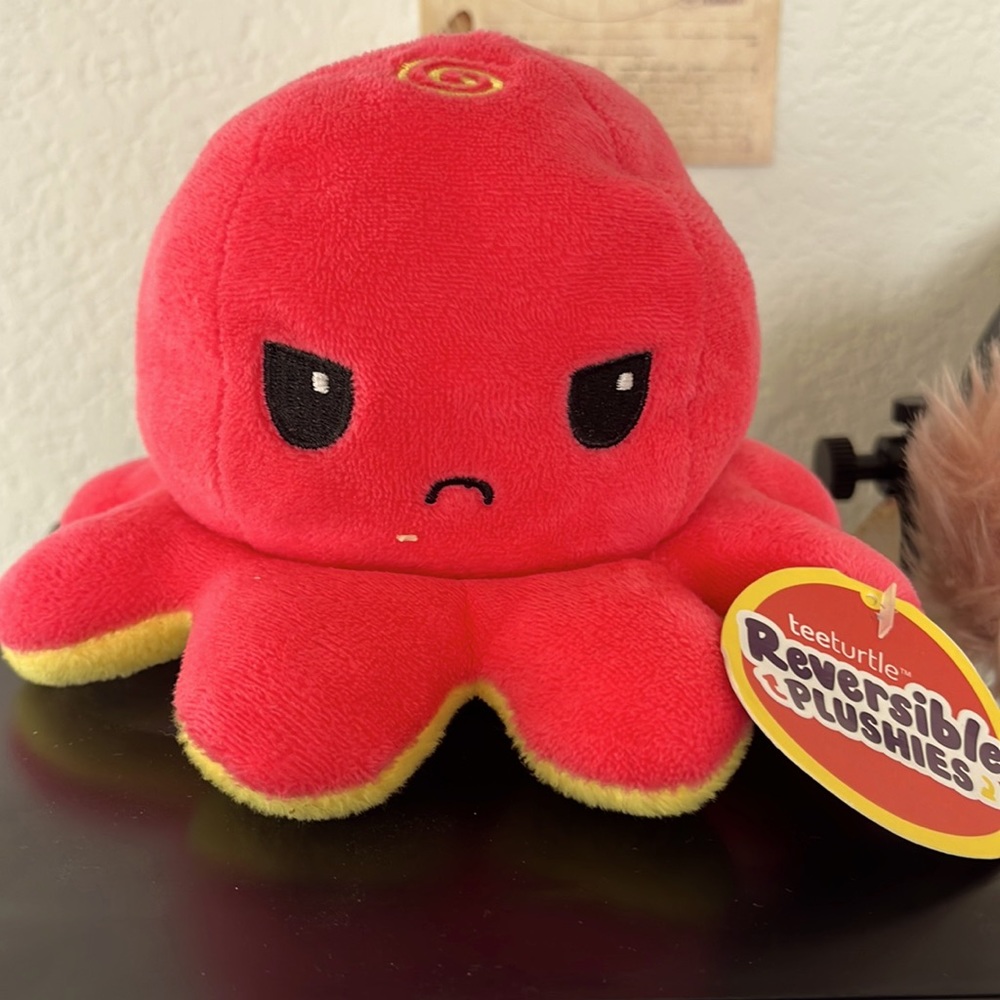 • Reversible Octopus Plush • Pink and Yellow • Happy And Mad • Teeturtle •